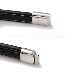 Men's Braided Black PU Leather Cord Bracelets&nbsp;BJEW-K243-34AS