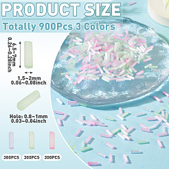 900個3色ガラスラッパビーズ  模造キャットアイ  ミックスカラー  6.5~7x1.5~2mm  穴：0.8~1mm  300個/カラー&nbsp;SEED-TADJ0001-01