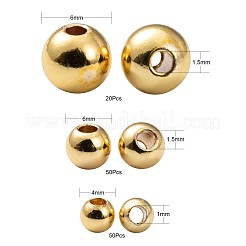 120Pcs 3 Size PVD Vacuum Plating Brass Round Spacer Beads Set&nbsp;KK-LS0001-11G