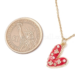 5Pcs 5 Styles Valentine's Day Heart Alloy Red Enamel Pendant Necklaces&nbsp;NJEW-JN05138