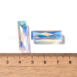ガラスチャーム  長方形  ABカラー  多面カット  クリアAB  25x7x5mm  穴：1.5mm&nbsp;X-GLAA-I057-18A