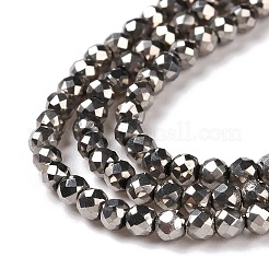 電気メッキガラスビーズセット  フルメッキ  多面カットラウンド  銀メッキ  3x2.5mm  穴：0.7mm  約130~135個/連  33~36cm&nbsp;GLAA-H021-01B-FP12
