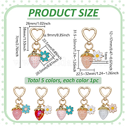 5Pcs 5 Color Strawberry Theme Opaque Acrylic Pendant Decoration&nbsp;HJEW-PH01983