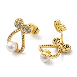 Bowknot Brass Micro Pave Clear Cubic Zirconia Stud Earrings&nbsp;EJEW-A040-01G