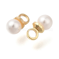 真鍮 ABS イミテーションパールペンダント  ラウンド  ゴールドカラー  6x3mm  穴：1.4mm&nbsp;KK-B121-01G