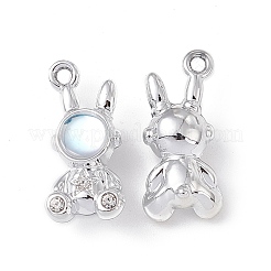 合金クリスタルラインストーンペンダント  ガラスと  星のチャームをつけたうさぎ  プラチナ  22x9x7.5mm  穴：1.8mm&nbsp;ALRI-K049-02P