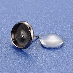 DIY Brass Ear Stud Cabochon Bezel Settings and Clear Glass Cabochons&nbsp;DIY-X0267-01-10mm-B-RS