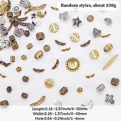 80g 4スタイル合金ヨーロピアンビーズセット  大穴ビーズ  混合形状  ミックスカラー  4~13x4~17x4~11mm  穴：1~6mm&nbsp;DIY-SP0007-82