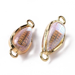 透明アクリル コネクタ チャーム  黄金トーン合金パーツ  トウモロコシのリンク  透明  34x13x11.5mm  穴：3.5mm&nbsp;OACR-E009-11G