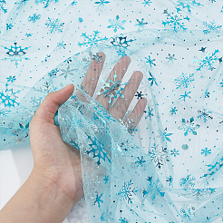 Polyester Snowflake Mesh Fabric&nbsp;DIY-WH0032-48