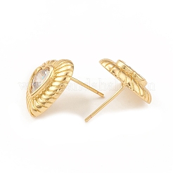 Clear Cubic Zirconia Heart Stud Earrings&nbsp;EJEW-L231-69G