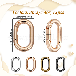 12Pcs 4 Colors Alloy Spring Gate Rings&nbsp;FIND-NB0006-21
