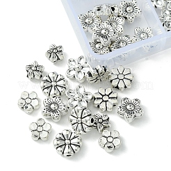 6 スタイル チベットスタイル合金ビーズ  花  アンティークシルバー  6.5~10x7~10x3~5mm  穴：0.8~2mm&nbsp;FIND-FS0002-50