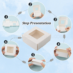 透明な窓が付いている正方形の紙箱  石鹸包装用  ホワイト  7x7x3cm  20pc&nbsp;SOAP-DJ0001-02B-03