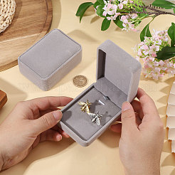 フロッキングプラスチックカフスボタンギフト収納ボックス  長方形  グレー  10x7x4cm&nbsp;CON-WH0089-266