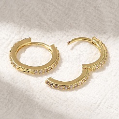 Rack Plating Brass Micro Pave Cubic Zirconia Hoop Earrings&nbsp;EJEW-H143-15G-01