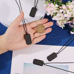 ステンレススチールエンボス加工長方形タグペンダントネックレス4個  ブラック  17.72インチ（45cm）&nbsp;NJEW-CO0001-02EB