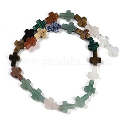 天然＆合成混合宝石ビーズ連売り  クロス  染めと未染色の混合  15x11.5x4.5mm  穴：0.7mm  約25個/連  15.75''（40センチメートル）&nbsp;G-I369-A26-02