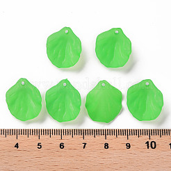 透明つや消しアクリルパーツ  花弁  ライムグリーン  19.5x16.5x4mm  穴：1.5mm&nbsp;MACR-S371-01A-734