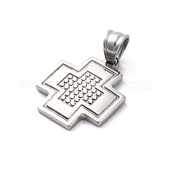 304ステンレスペンダント  クロスチャーム  変色防止  ステンレス鋼色  21x18.5x2mm  穴：4.8x4.4mm&nbsp;STAS-L286-04P