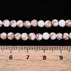 Synthetic Gold Line Turquoise Beads Strands&nbsp;G-A255-A03-04C