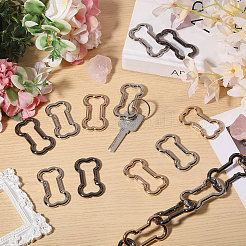 18個 3色 亜鉛合金 ロッククライミングカラビナ  キーの留め金  骨  ミックスカラー  48.5x28x4mm  内径：39.5x19mm  6個/カラー&nbsp;FIND-CA0011-44
