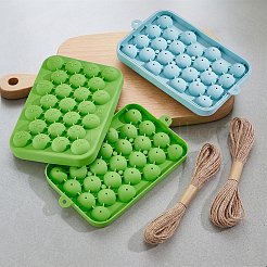 食品グレードのシリコン型2個、2色  ふた付き  氷型  子供用夏の家庭のキッチンツール  ラウンド  麻縄4束付き  ミックスカラー  207x128x27mm  穴：6mm  内径：25mm&nbsp;DIY-HY0003-75