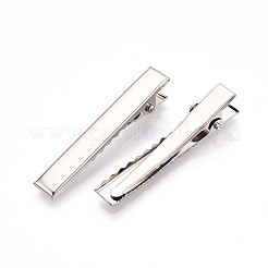 アイアン製フラットダッカールクリップパーツ  作るDIYのヘアアクセサリー  46x8mm&nbsp;X-IFIN-S286-46mm