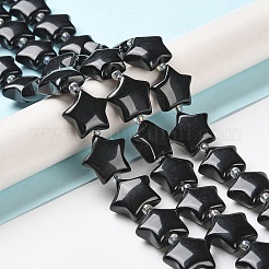天然石オブシディアンビーズ連売り  シードビーズで  膨らんだ星  14~15.5x15~16x6.5~7mm  穴：1mm  約24~25個/連  15.55''~15.95''（39.5~40.5センチメートル）&nbsp;G-NH0005-022