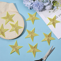 星型布刺繍アップリケ12個  パッチのアイロン/縫い付け  ライトカーキ  80x82x2mm&nbsp;PATC-GF0001-33B