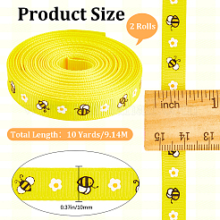 Polyester Bees Printed Grosgrain Ribbons&nbsp;SRIB-WH20020-018F