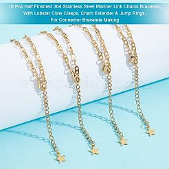 10Pcs Half Finished 304 Stainless Steel Mariner Link Chains Bracelets&nbsp;AJEW-NB0003-66