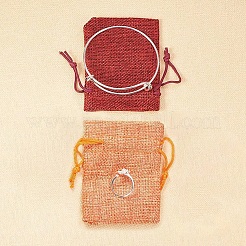 黄麻布ラッピングポーチ巾着袋  ミックスカラー  9x7cm  10個/セ&nbsp;ABAG-PH0002-05-9x7cm