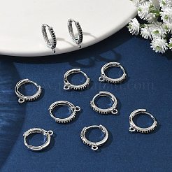 シェグレース 真鍮製マイクロパヴェ クリアキュービックジルコニア フープピアス金具  カドミウムフリー、ニッケルフリー、鉛フリー、ループ付き  プラチナメッキ  16x14x2mm  穴：1.4mm&nbsp;XGR0154P-96P