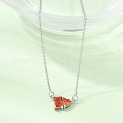 Brass Pave Cubic Zirconia Rectangle and Heart Pendant Cable Chain Necklaces&nbsp;KK-CBAB173-04P-11