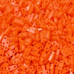 MIYUKIクォーターティラビーズ  日本製シードビーズ  2穴  （qtl406)不透明なオレンジ  5x1.2x1.9mm  穴：0.8mm  約2400個/50g&nbsp;SEED-X0054-QTL0406