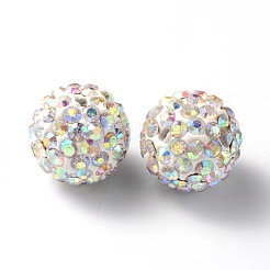 樹脂粘土ラインストーンビーズ  グレードA  ラウンド  PP 15  クリスタルAB  12mm  穴：1.8mm  pp15（2.1~2.2mm）&nbsp;RB-C1438-12mm-A28