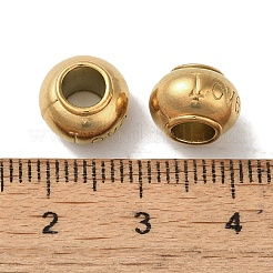 イオンプレーティング（IP）304ステンレススチールヨーロピアンビーズ  大穴ビーズ  ワード愛rondelle  ゴールドカラー  10x7mm  穴：4.5mm&nbsp;STAS-K285-25G