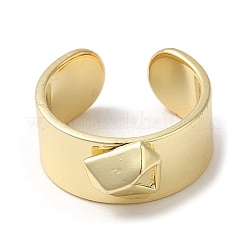 Brass Open Cuff Rings with Diamond Shape Ornament&nbsp;RJEW-Q778-28G