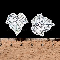 ベーキングペイントアクリルパーツ  UVメッキ  ひび割れた葉のお守り  ホワイト  24x23x3.5mm  穴：1.6mm&nbsp;AC-CBAF9C1-03A-04