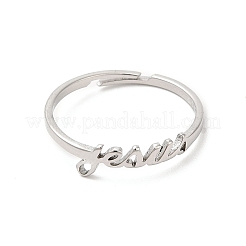 Non-Tarnish 304 Stainless Steel Word Adjustable Ring&nbsp;RJEW-L107-028P