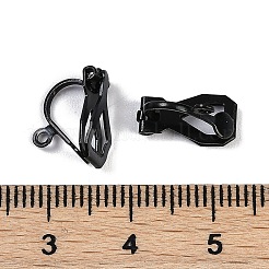 304ステンレススチール製クリップオンイヤリング金具  水平ループ付き  ブラック  12x6x8.5mm  穴：1.2mm&nbsp;STAS-O110-21EB