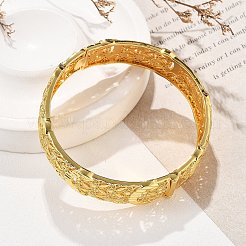 女性用真鍮バングル  ラックめっき  ゴールドカラー  5/8インチ（1.6cm）  内径：2-3/8インチ（6.1cm）&nbsp;BJEW-D313-08G