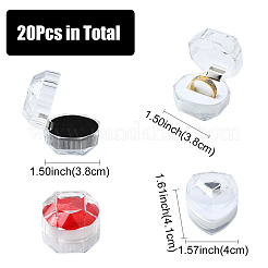 15色の透明プラスチックリングボックス3個  アクセサリー箱  ミックスカラー  3.8x3.8x3.8cm  5個/カラー&nbsp;AJEW-YW0001-28