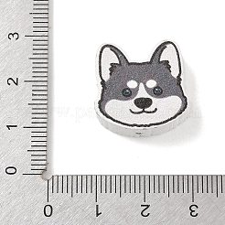 プリントウッドビーズ  犬  グレー  19x20x7mm  穴：2.5mm&nbsp;WD-CBAA998-B08