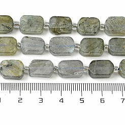 天然石ラブラドライトビーズ連売り  シードビーズで  長方形  11.5~12.5x7.5~10x5~6.5mm  穴：0.8~0.9mm  約13個/連  7.68~8.07インチ（19.5~20.5cm）&nbsp;G-C098-A05-01