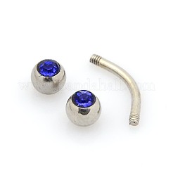 316l サージカルステンレス ラインストーン ボール アイブロウリング  グレードA  ミックスカラー  16x4mm  ピン：1mm  12個/ボードについて&nbsp;AJEW-P004-01