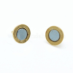ループ付き真鍮製マグネットクラスプ  ラウンド  ゴールドカラー  14x8mm  穴：1.5mm&nbsp;X-PALLOY-MC043-2G