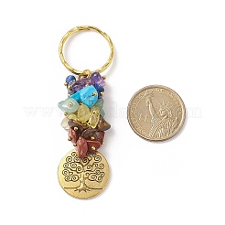 5Pcs Chakra Natural Gemstone Chip Pendant Keychain&nbsp;KEYC-JKC00414