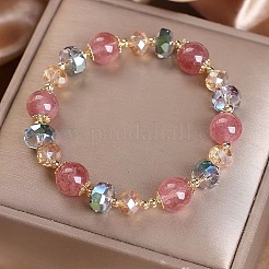 Alloy Glass Round Rondelle Beaded Stretch Bracelets for Women&nbsp;WG9FDAD-01